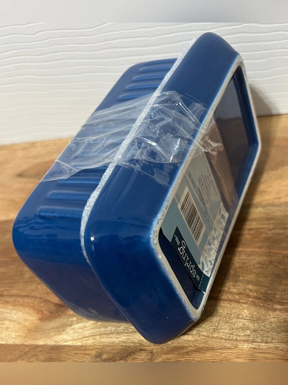 Can of Sardines Shaped Butter Dish Blue Ceramic Novelty Coastal Fish NEW